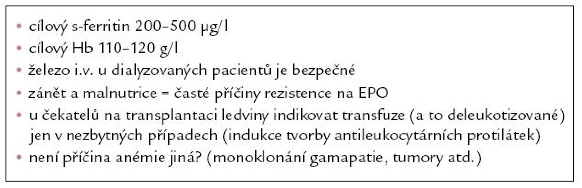 Shrnutí léčby renální anémie v bodech.
