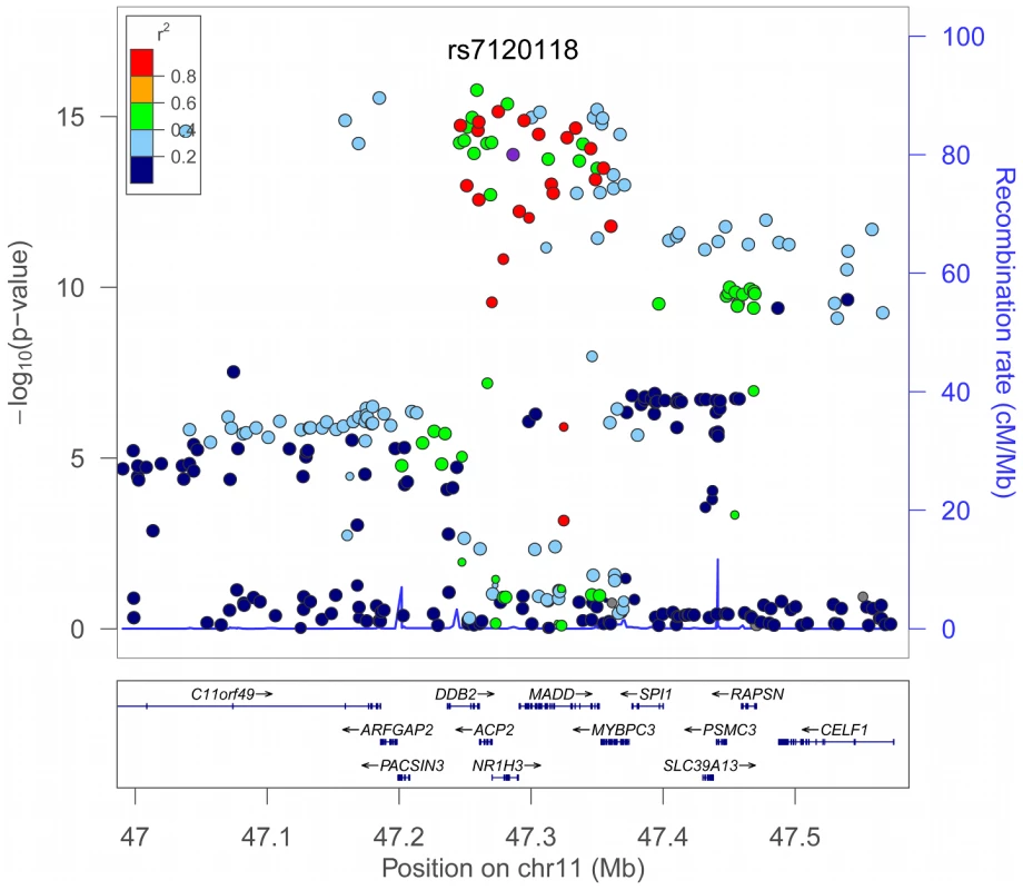 Association of rs7120118 with HDL-C in More Than 100,000 Individuals.