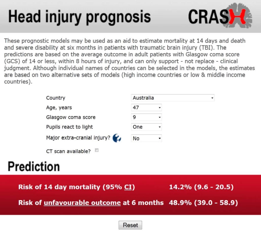 Web tool for prognosis of patients with head injury (CRASH trial) (reproduced from Perel et al <em class="ref">[7]</em> with permission).