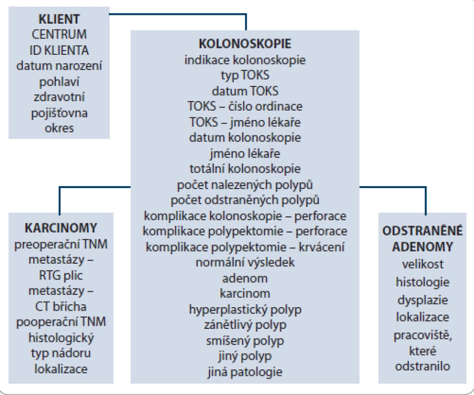 Datová struktura Registru screeningu kolorektálního karcinomu.