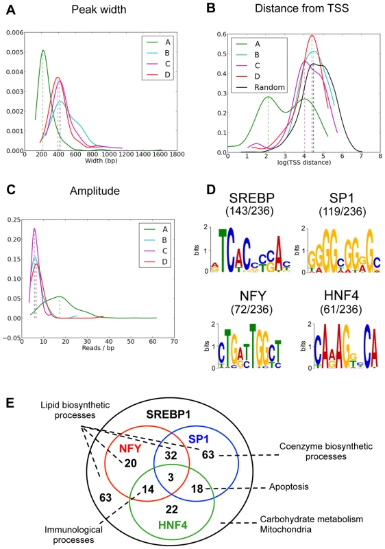 Features of SREBP1 binding sites.