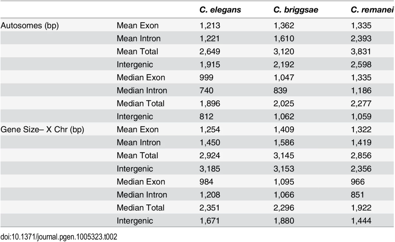 Summary of gene-specific properties across species.