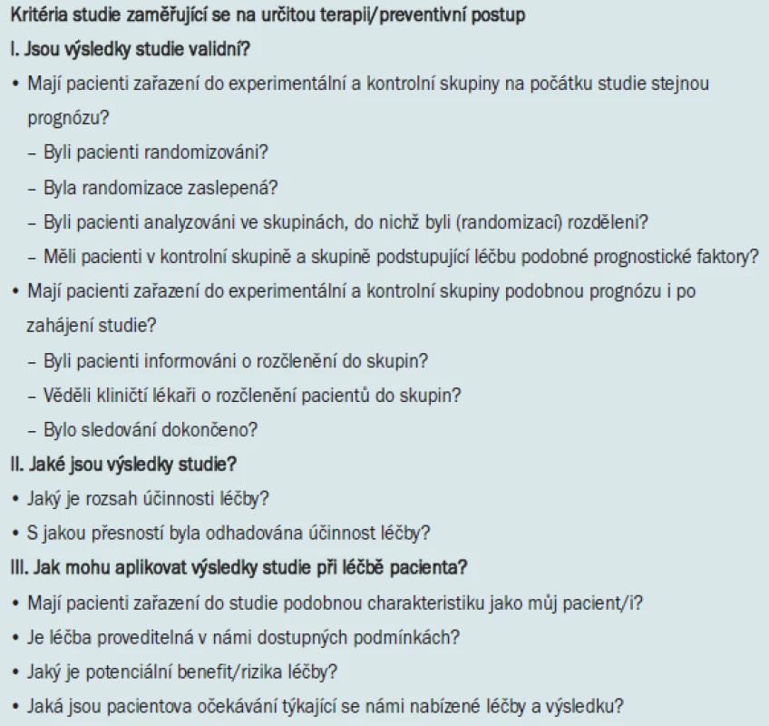 Jakým způsobem hodnotit článek popisující určitou terapii?