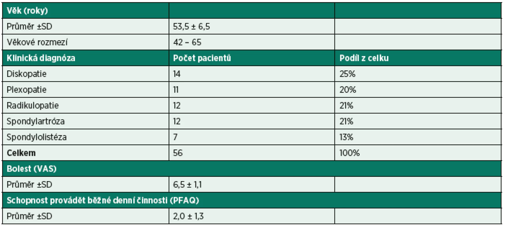 Charakter diagnóz a počáteční data.