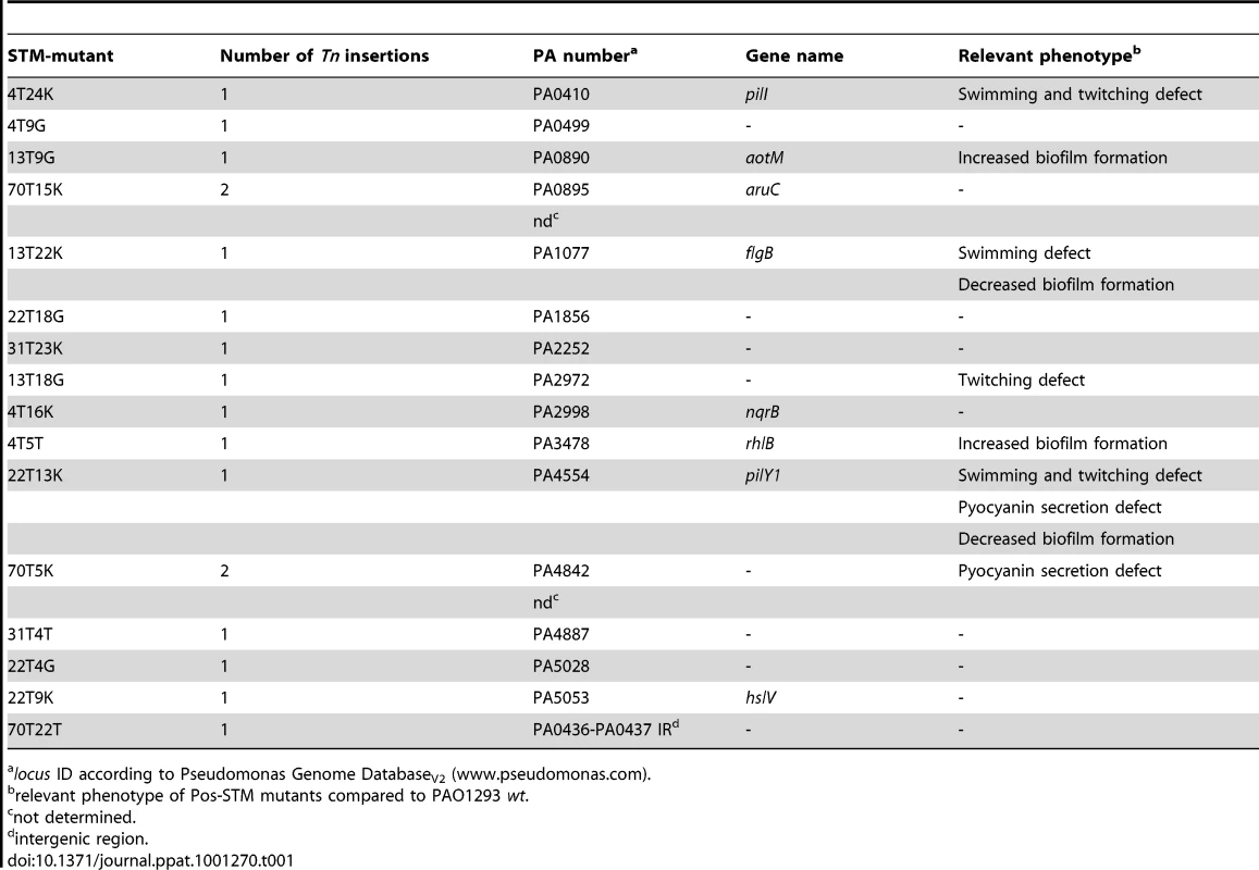Genotypic and phenotypic characterization of Pos-STM mutants.