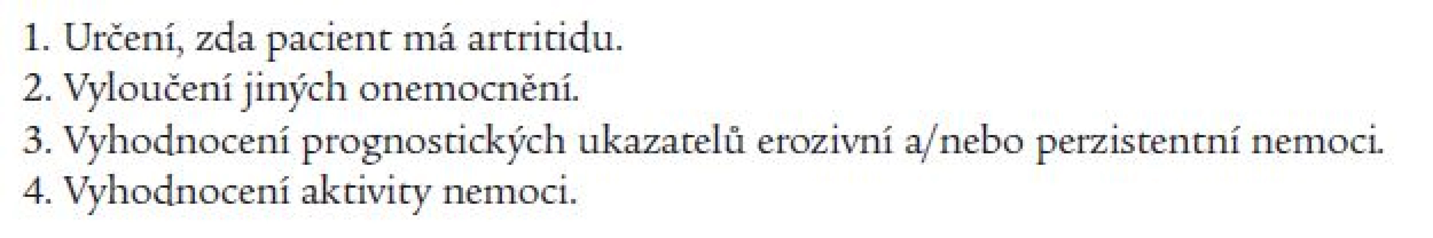 Diagnostický postup u časné artritidy.