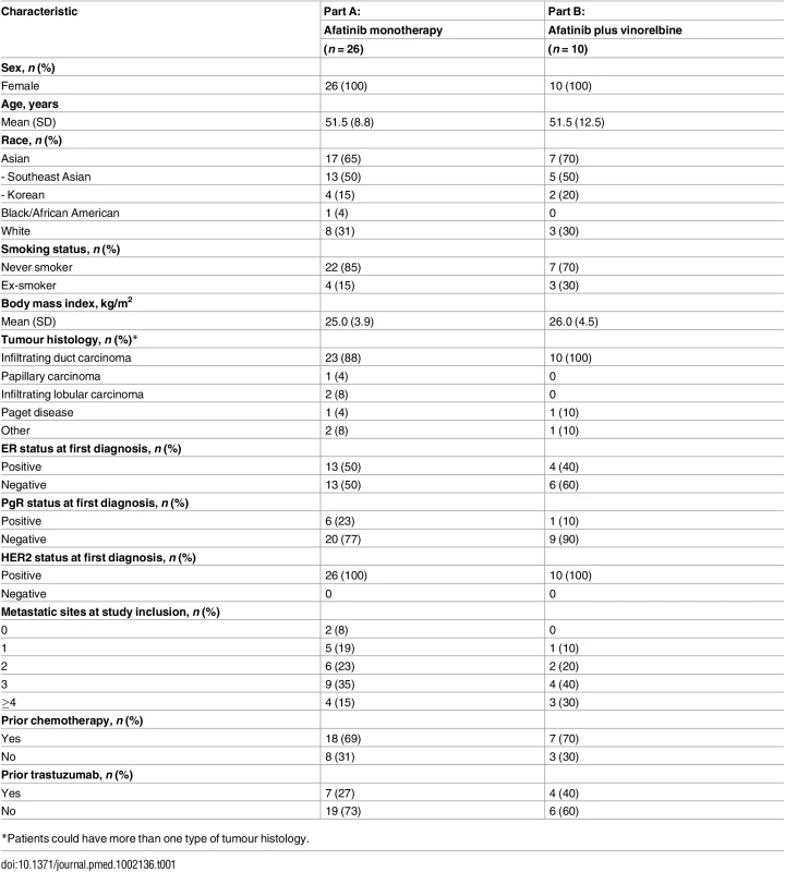 Patient demographics at beginning of study.