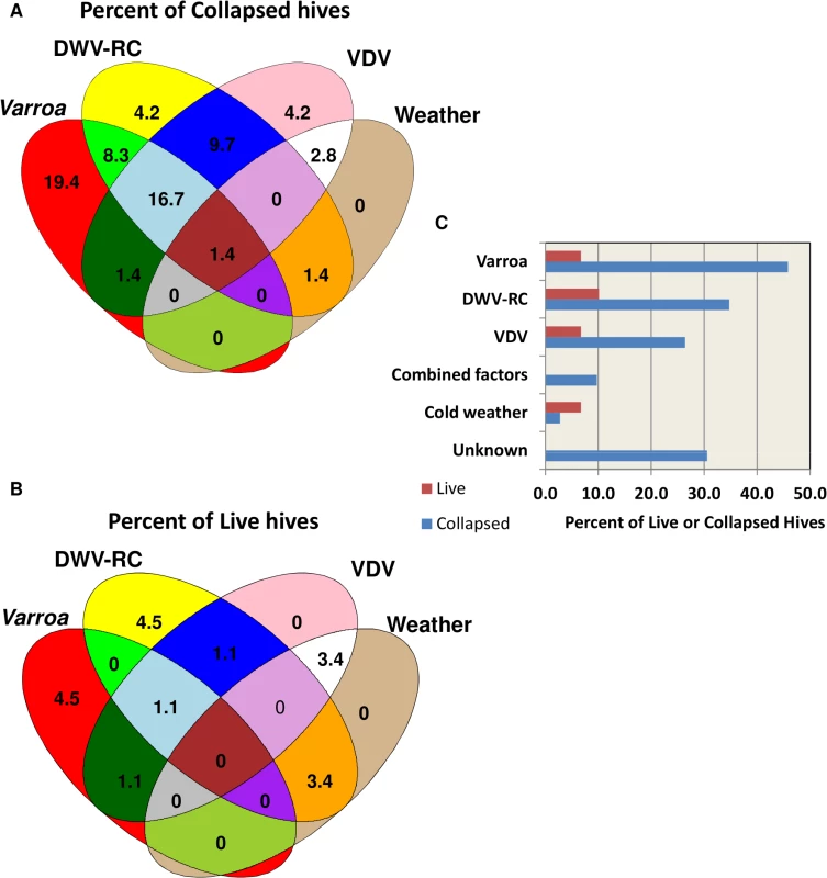 Relative contribution of different factors to hive collapse.