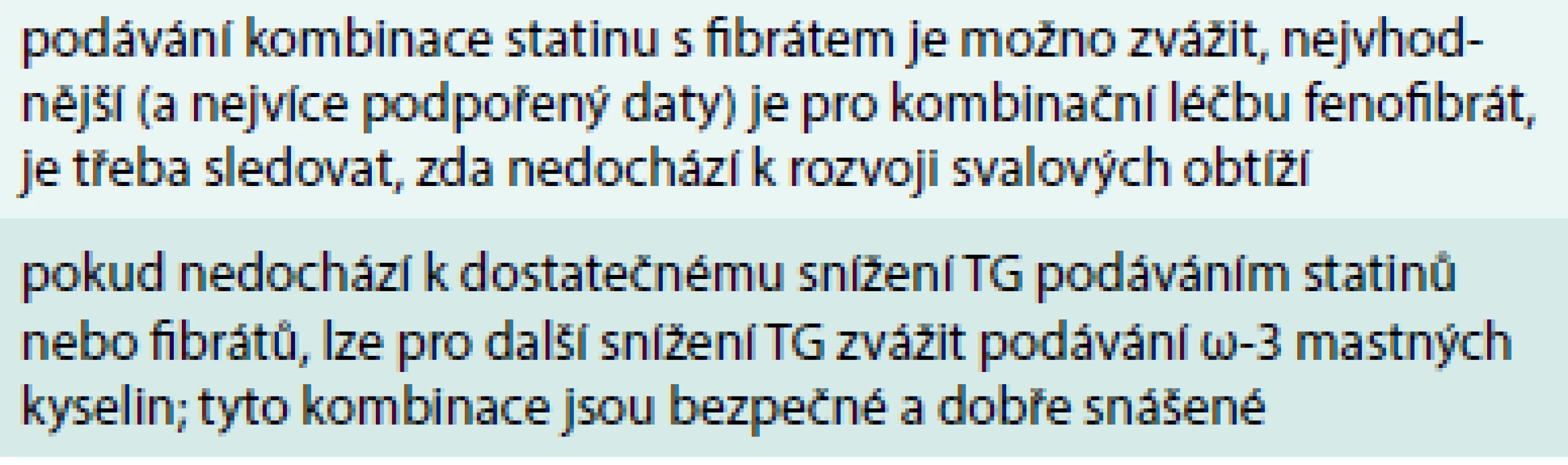 Souhrn účinku lékových kombinací při léčbě smíšených dyslipidemií