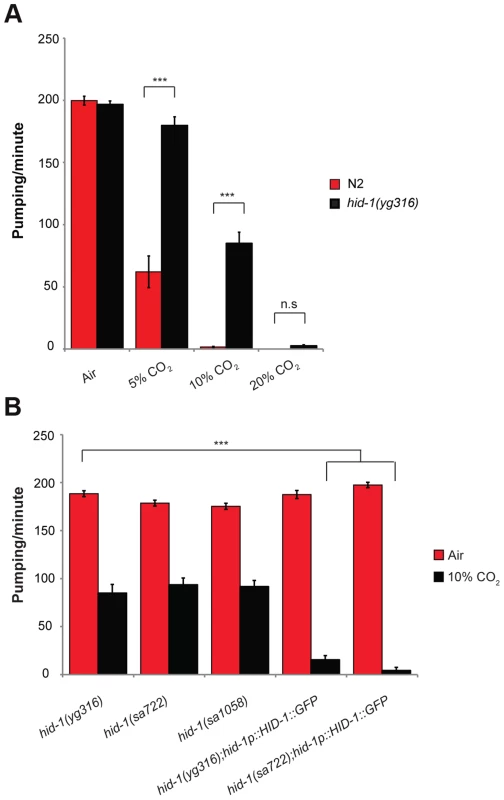 HID-1 is required for sensing CO<sub>2</sub> level in the pharynx.