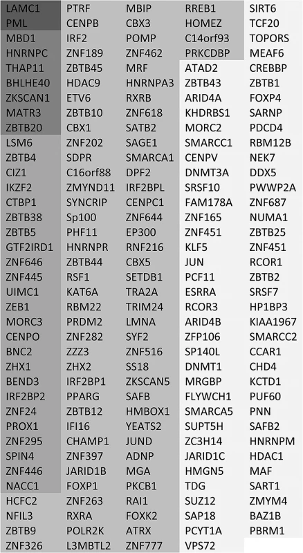 List of putative SUMO2 substrate proteins that are reduced in abundance in the purified infected compared to uninfected samples.