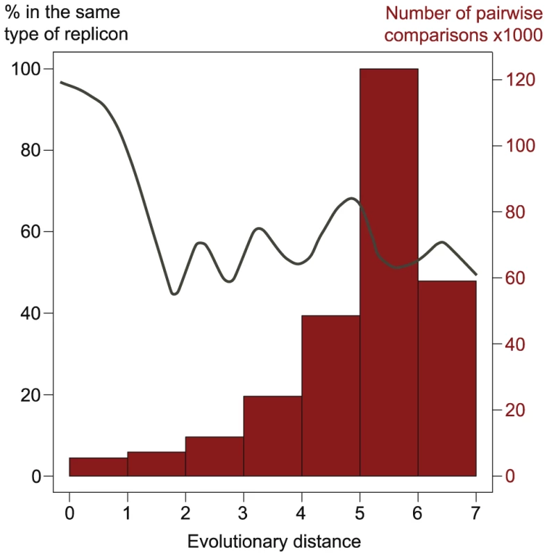 Analysis of phylogenetic associations between conjugative systems.