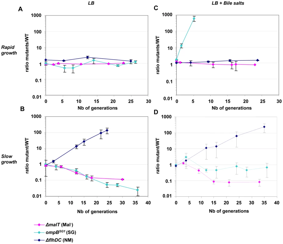 Deletion of <i>flhDC</i> genes confers a growth advantage in chemostat.