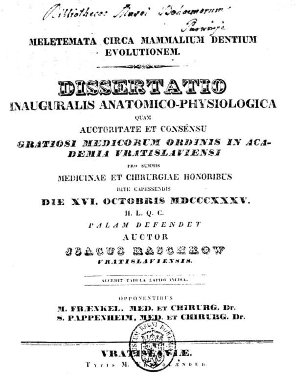 Titulní strana dizertace I. Raschkowa.