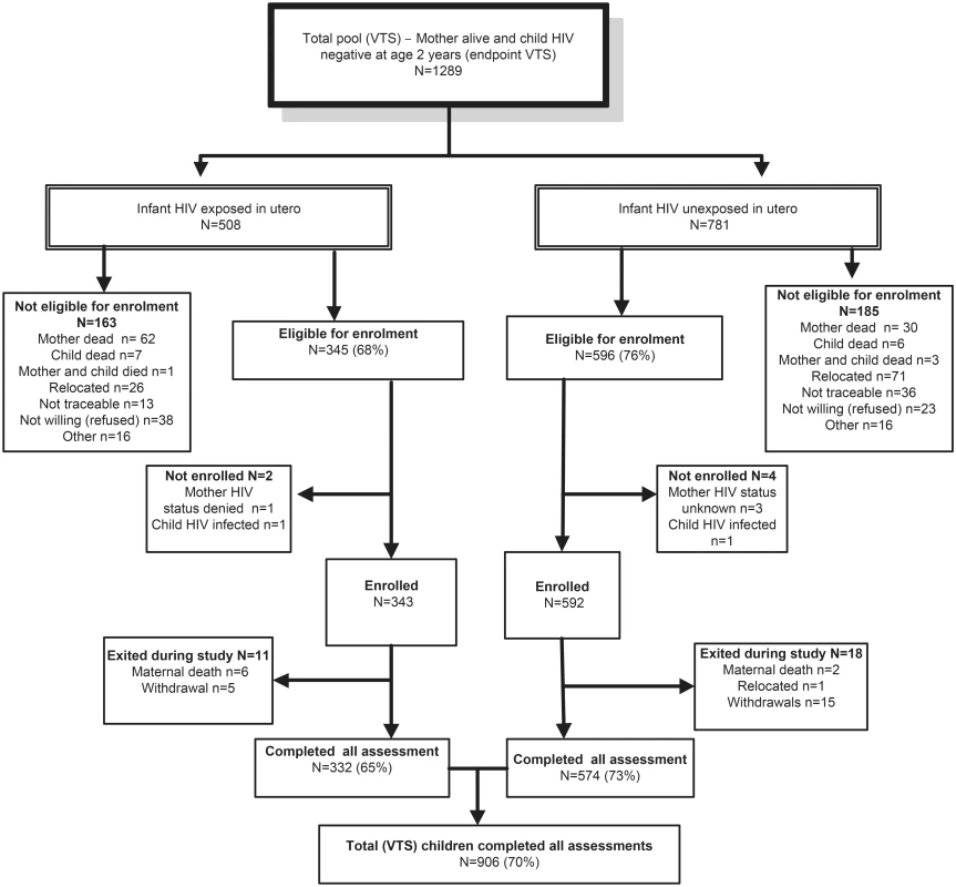 Consort diagram of VTS HIV-uninfected children included in the current follow-up.