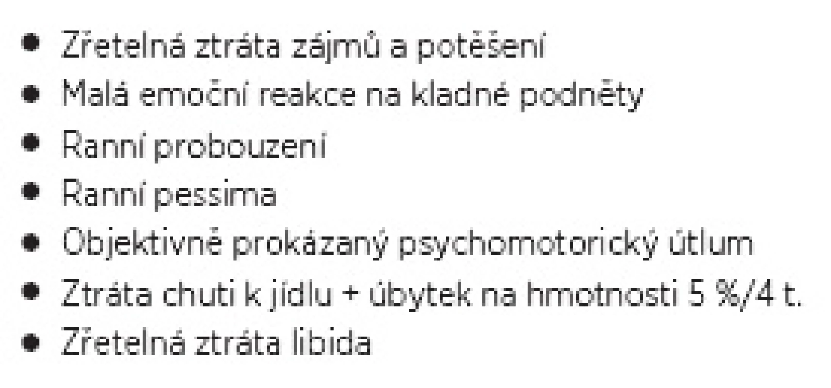 Pozitivní diagnóza larvované deprese, tzv. somatický syndrom u deprese