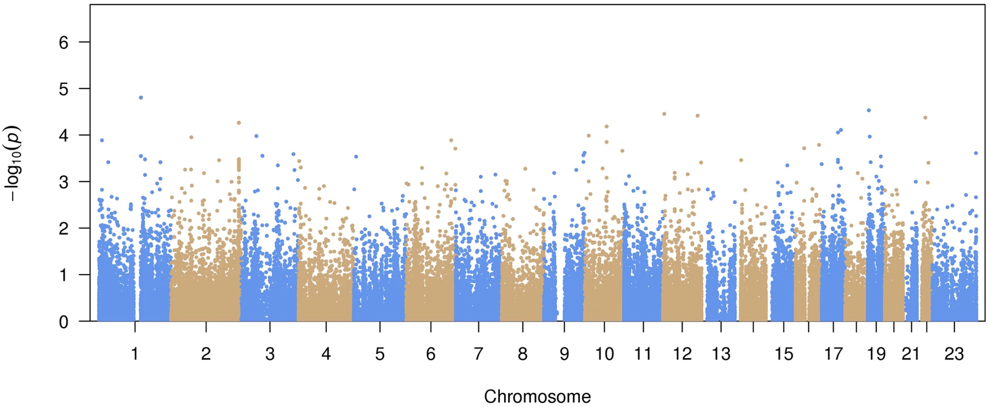 Manhattan plot of common variant associations with atrial fibrillation.