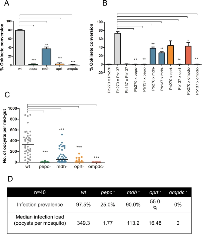 Mosquito stage development of <i>P</i>. <i>berghei</i> mutant parasites (also see Fig D in <em class="ref">S1 Text</em>).