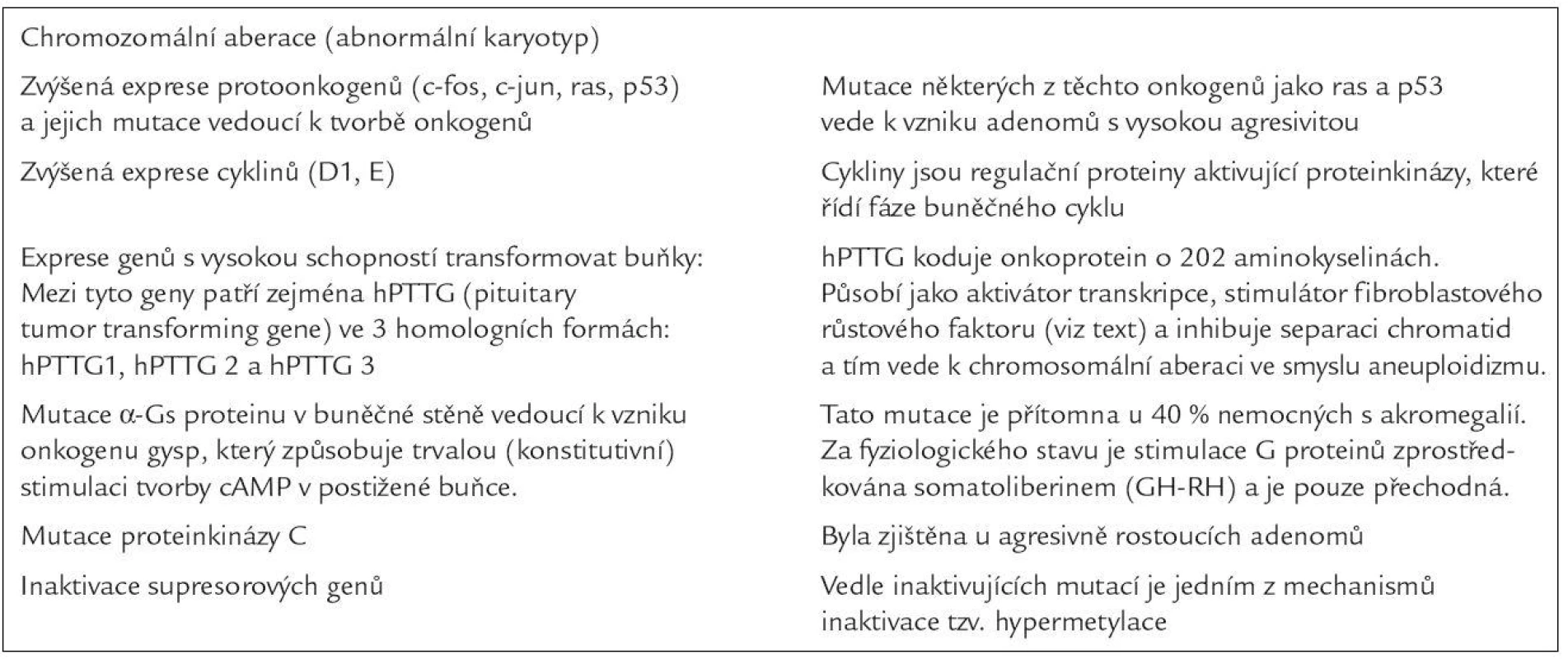 Faktory vedoucí k transformaci hypofyzární buňky na buňku, která iniciuje vznik hypofyzárního adenomu.