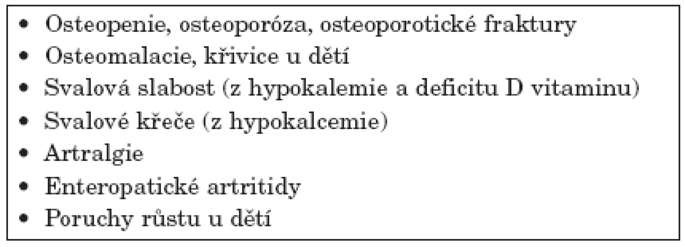 Muskuloskeletální projevy při celiakii.