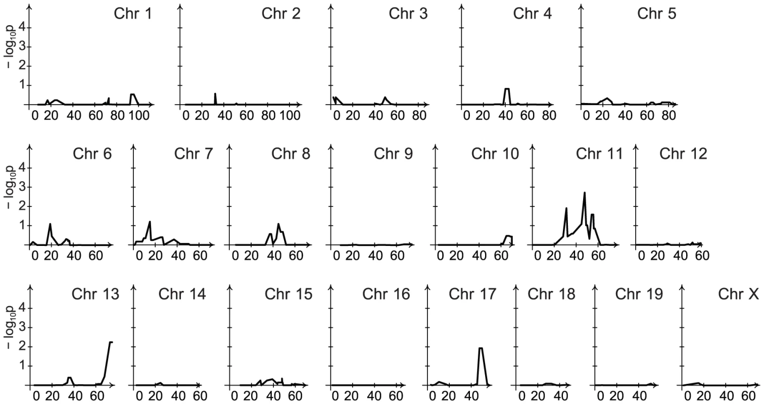 Linkage analysis of late spleen bacillary counts contingent on the chromosome 1 locus.