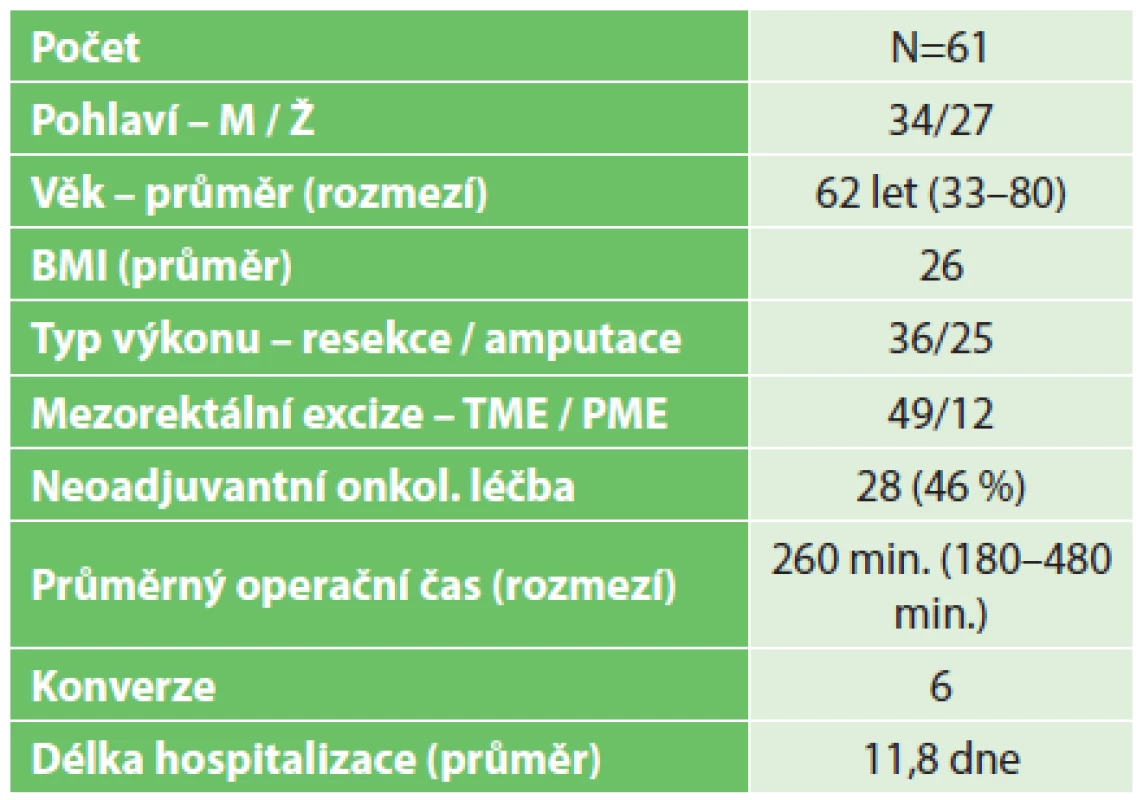 Charakteristika souboru a výsledky
Tab. 1. Patient group characteristics and outcomes