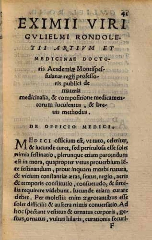 Titulná strana práce G. Rondeleta