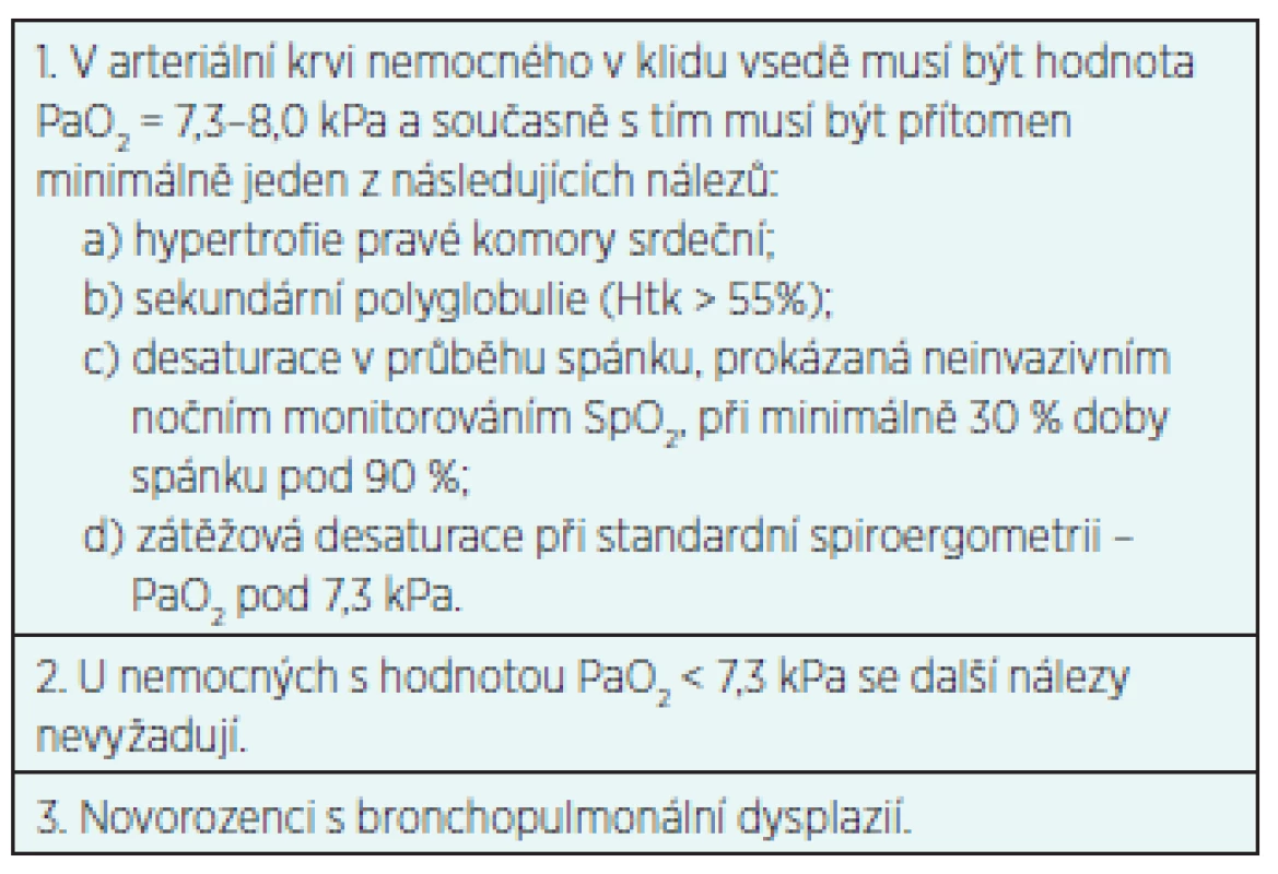 Základní indikační kritéria DDOT