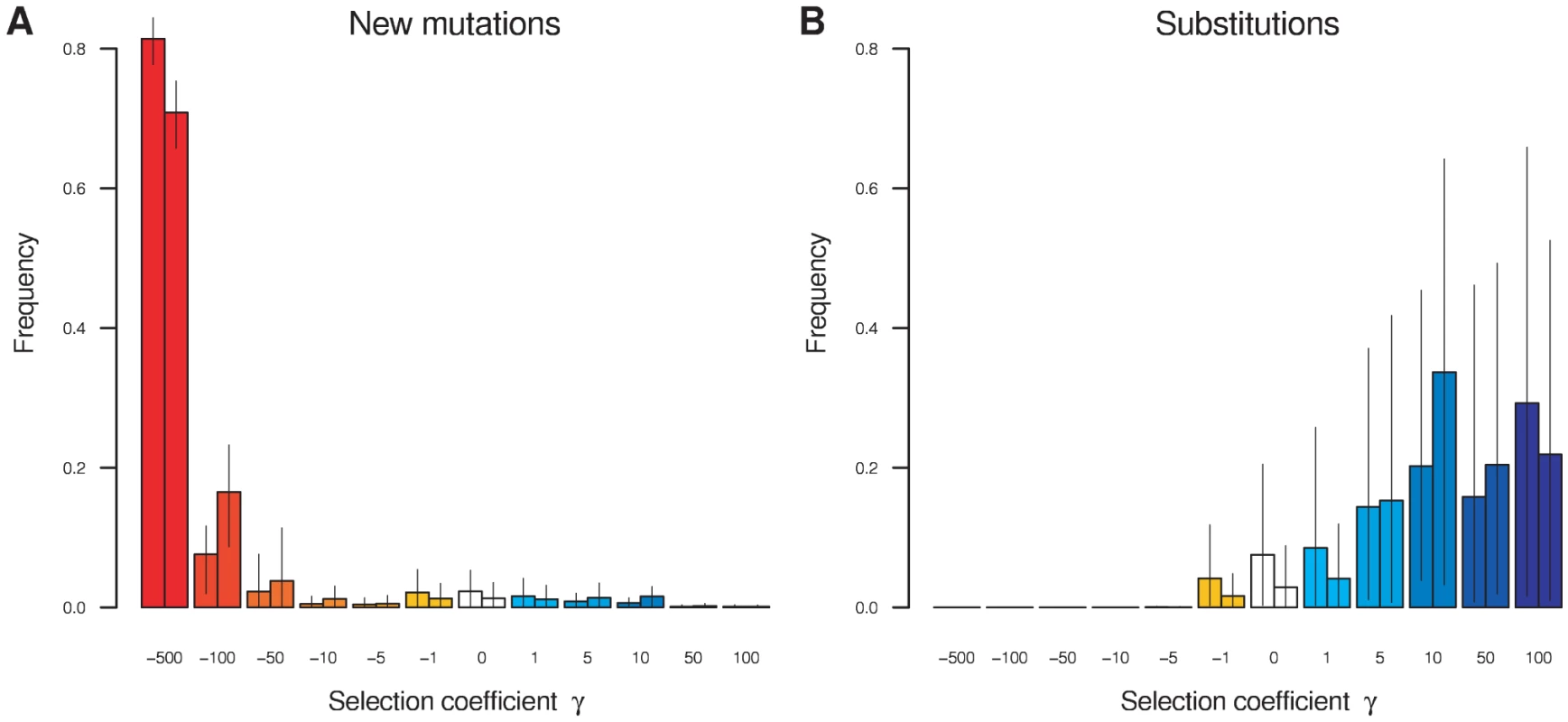 The distribution of fitness effects.