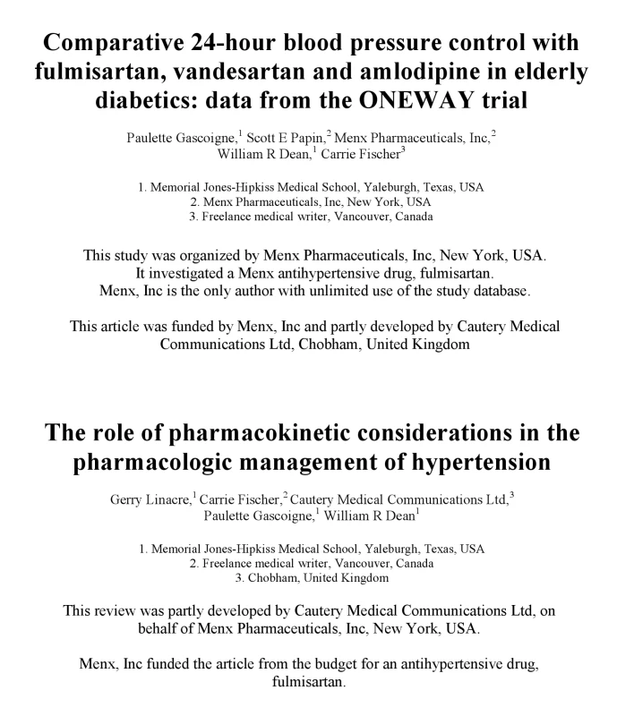 Examples of origination bylines and of entities as authors in journal articles.