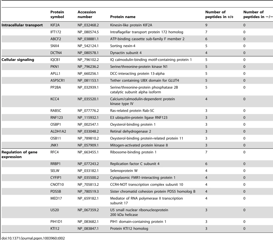 Proteins identified by mass spectrometry.
