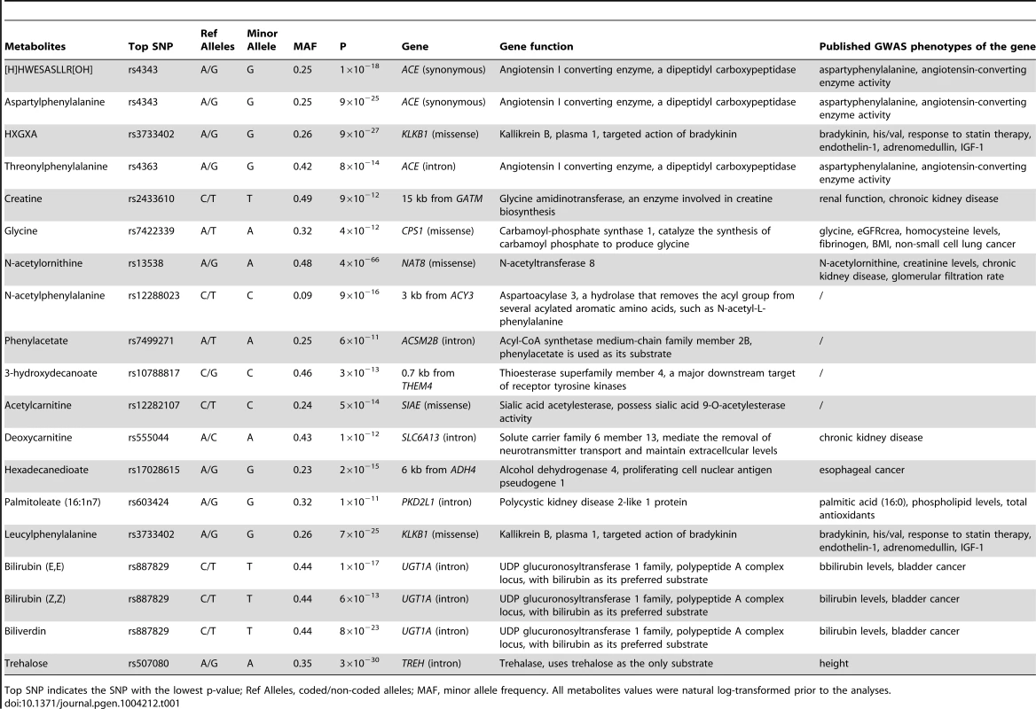 Nineteen significant GWAS loci for the human metabolome identified among African Americans in ARIC.