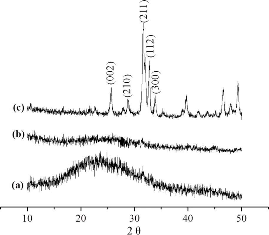 XRD spectrumof (a), CMC; (b), CMC/ACP; (c) HAP powder.