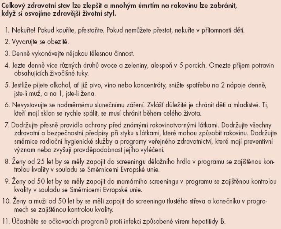 Evropský kodex proti rakovině (European Code Against Cancer – 3. verze).