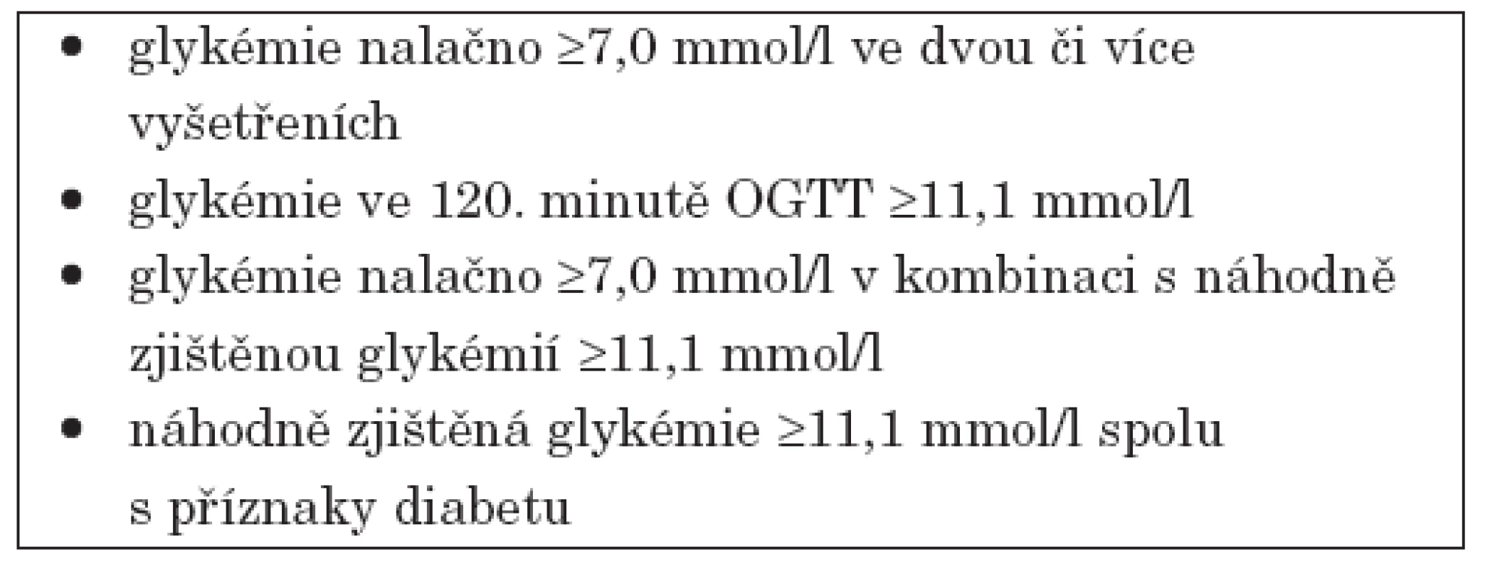 Diagnostická kritéria diabetes mellitus vázaného na cystickou fibrózu.
