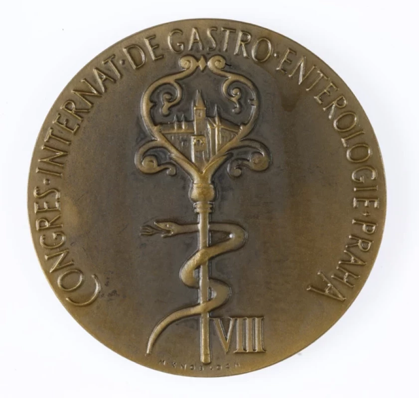 Medaile u příležitosti VIII. mezinárodního gastroenterologického kongresu v Praze 1968 – rub