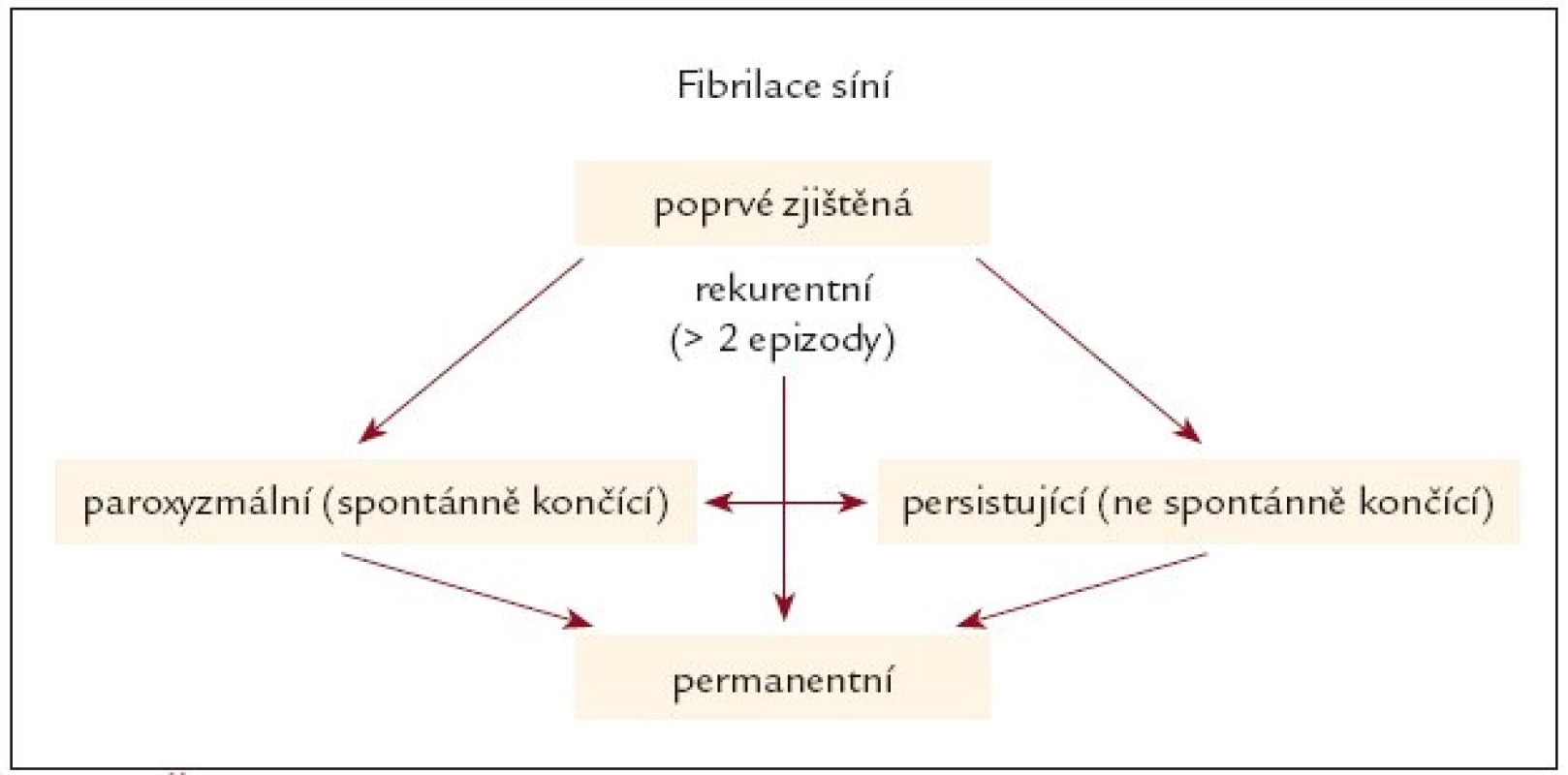 Časový průběh a doba trvání fibrilace síní. Podle [5].