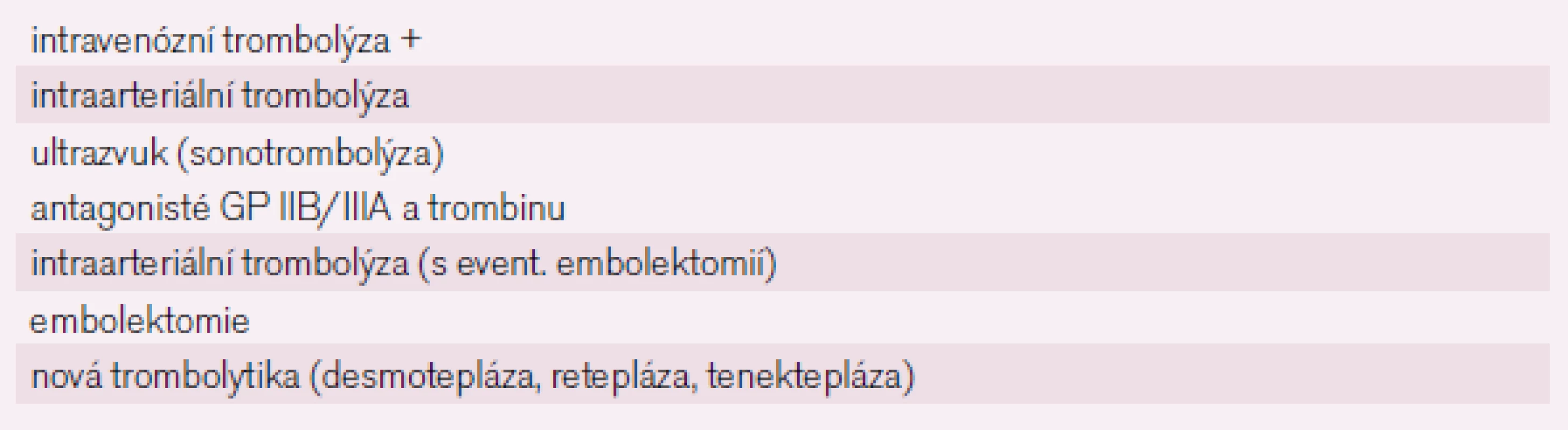 Další možnosti rekanalizace kromě intravenózní trombolýzy.