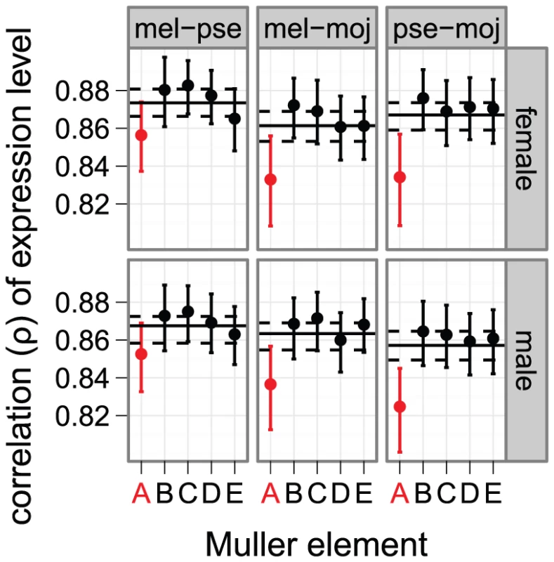 Faster-X evolution of gene expression measured in head.