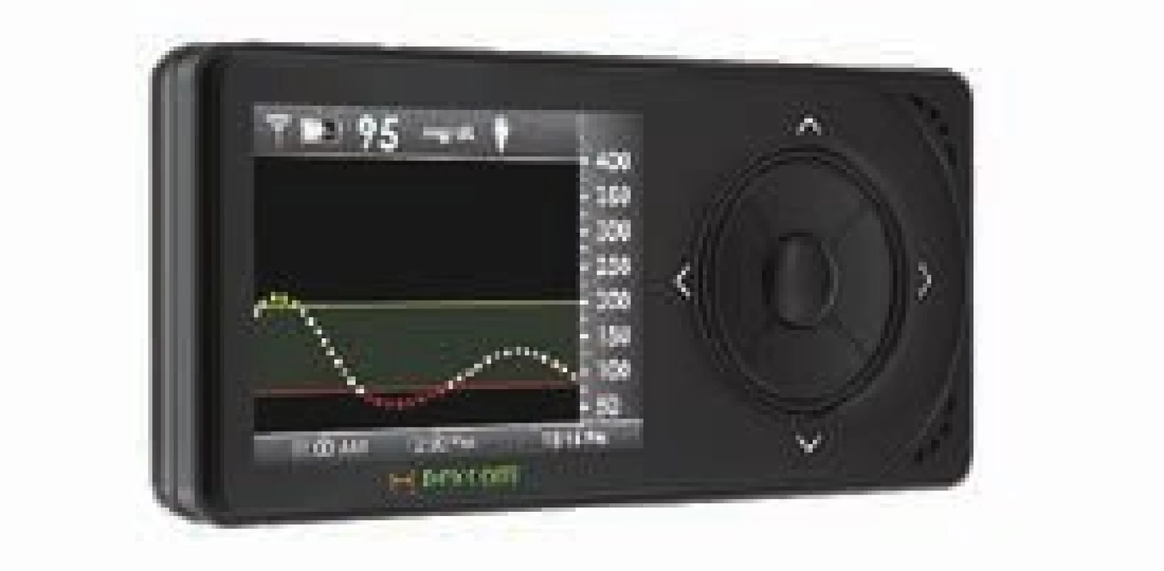 Senzor systému Dexcom G4 s vysílačem a přijímačem.
