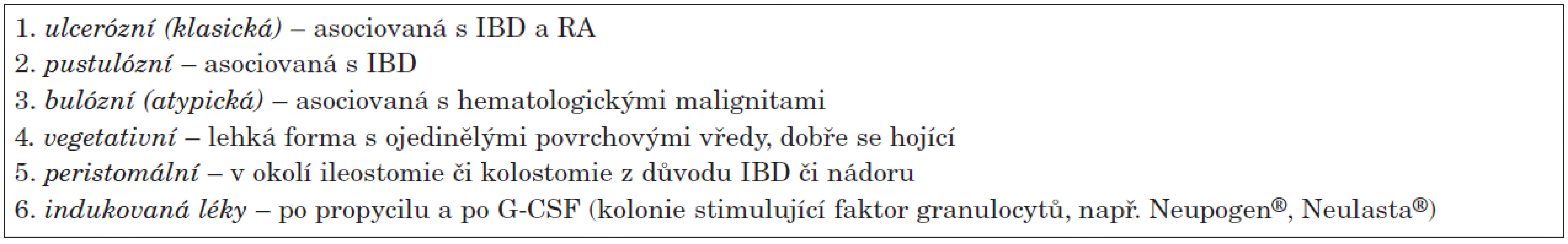Klinické varianty pyoderma gangrenosum (15).