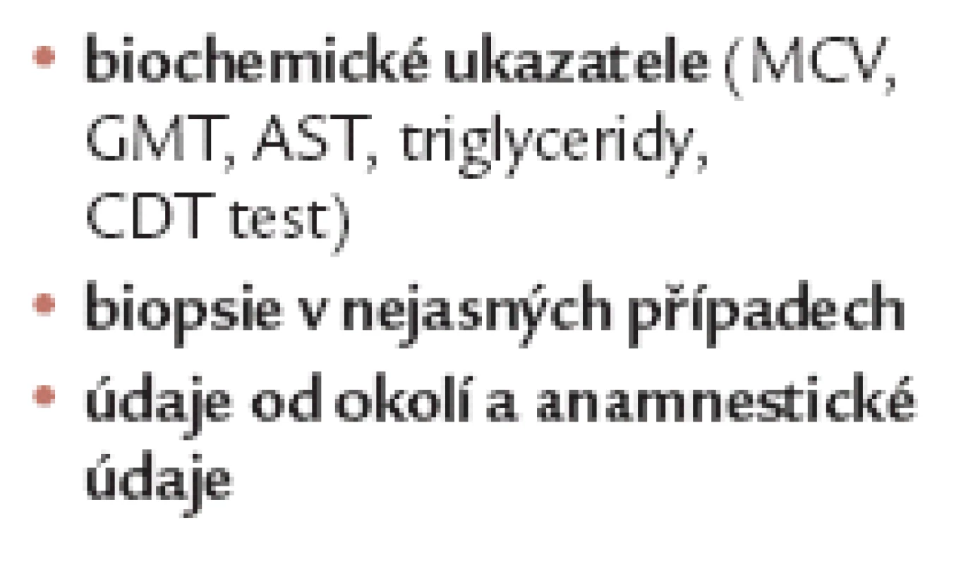 Hodnocení rekurence alkoholizmu.