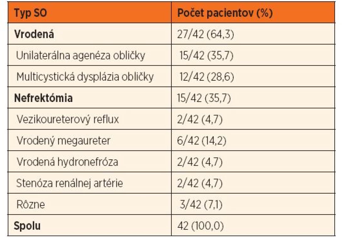 Etiológia solitárnej obličky (SO).