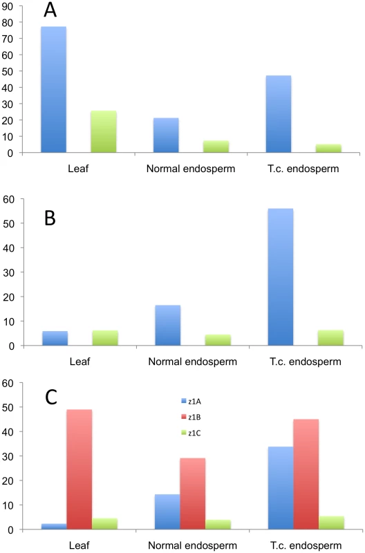 Methylation pattern in the promoters of three α-zein genes loci.