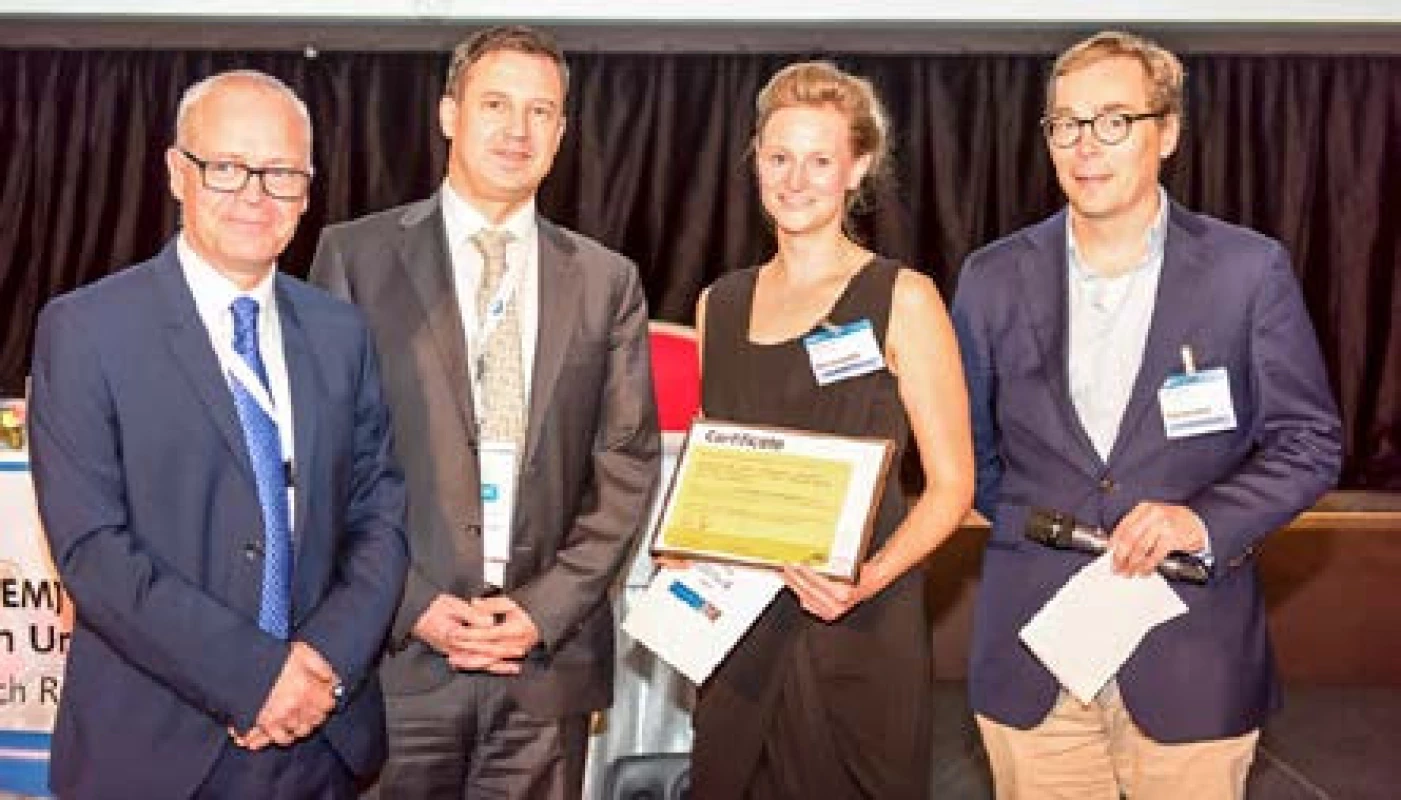 2. místo v soutěži „Best Poster Presentations“ v kategorii Berlin Chemie (Oncology) získala MUDr. Š. Nykodýmová a kol. z Urologické kliniky LF UK a FN Plzeň
Fig. 8. Second place in the „Best Poster Presentations“ competition in the Berlin Chemie (Oncology) category won by Š. Nykodýmová, MD, and colleagues from the Department of Urology of the Faculty of Medicine, Charles University, and Pilsen University Hospital