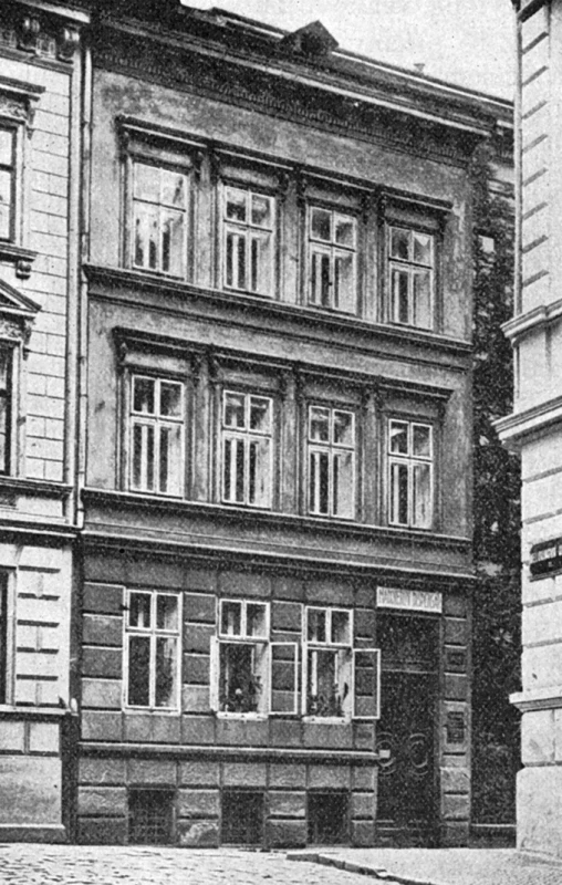 Maixnerův dispenzář pro tuberkulózu v Kateřinské ulici č.p. 462 v Praze 2 otevřený v roce 1911. Převzato z publikace J. Dvořák: Vznik a vývoj organizace boje proti tuberkulose v Čechách. Český pomocný spolek pro nemocné plicními chorobami v Království českém. Praha 1916