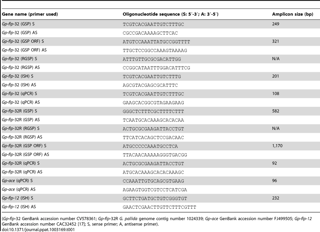 Primer sequences for PCR, <i>in situ</i> hybridisation (ISH), and quantitative (q)PCR analysis.