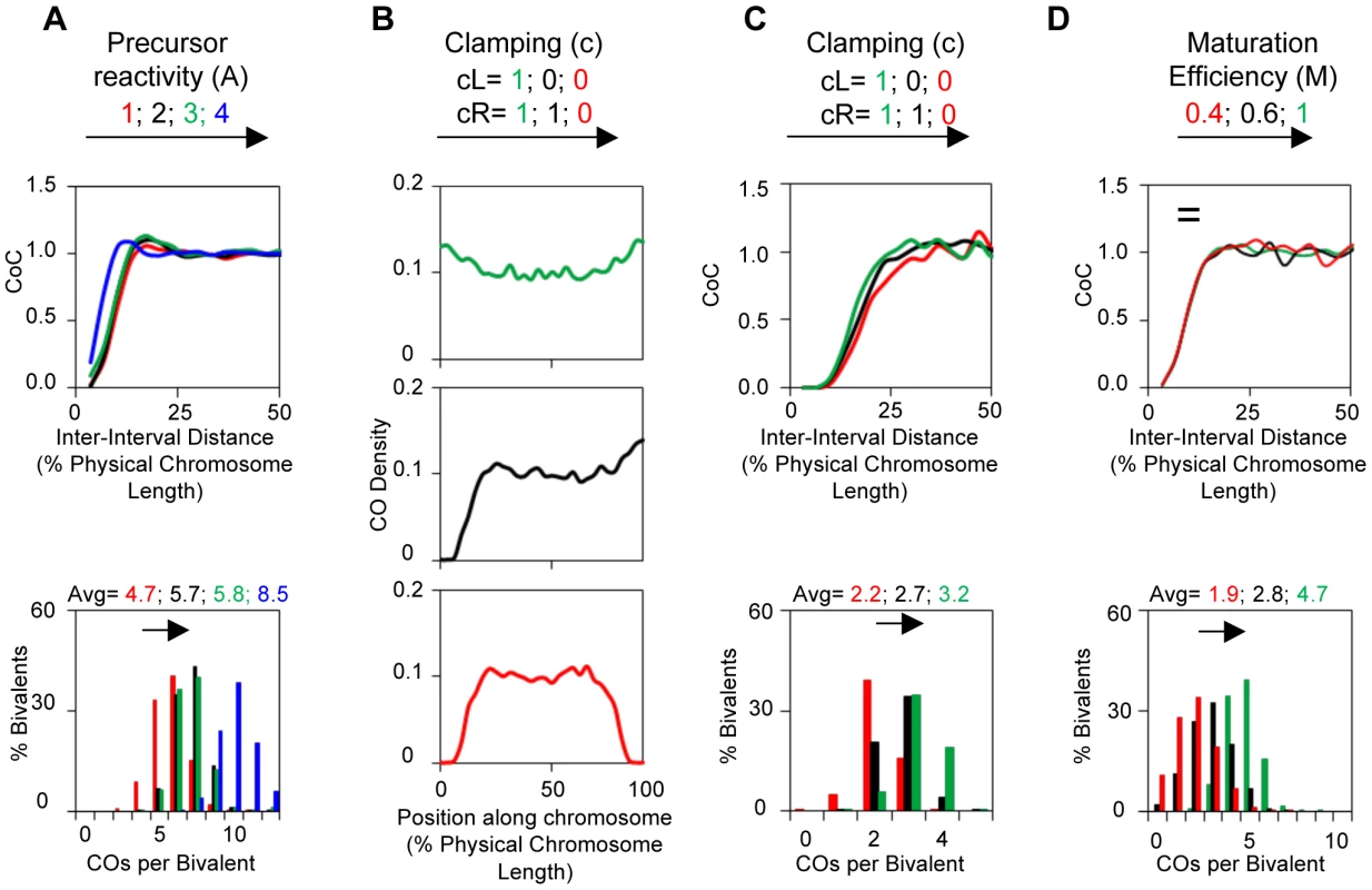 Variations in A, c or M can alter CO patterns.