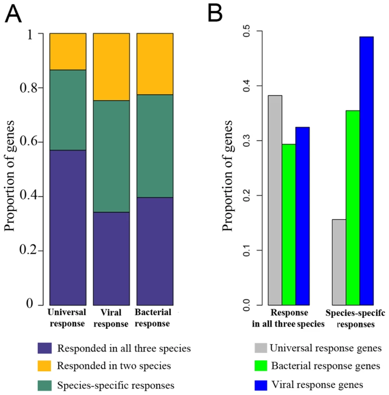 Universal TLR response is more conserved than the immune responses to specific bacterial or viral infections.
