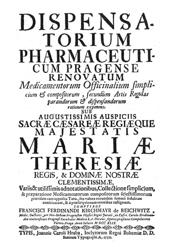 Titulní list Obnoveného pražského farmaceutického dispensatoria